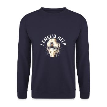 Chirurgie de remplacement du genou bionique Récupération articulaire - Sweat-shirt Unisexe - marine - Devant - Alina (178cm) & Michal (187cm)