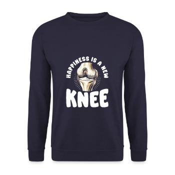 Glück ist ein neuer bionischer Gelenkersatz im Knie - Unisex Pullover - Navy - Vorne - Alina (178cm) & Michal (187cm)