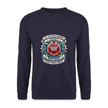 Tattooed Grandma Tattoo Tattooing Ink Tattoos - Unisex Sweatshirt - navy - Front - Alina (178cm) & Michal (187cm)