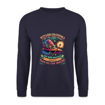 Wizard Grandma Grandchild Grandmother - Unisex Sweatshirt - navy - Front - Alina (178cm) & Michal (187cm)