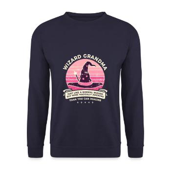 Wizard Grandma Grandchild Grandmother - Unisex Sweatshirt - navy - Front - Alina (178cm) & Michal (187cm)