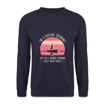 Grand-mère Bateau Bateau Voilier Capitaine Voilier - Sweat-shirt Unisexe - marine - Devant - Alina (178cm) & Michal (187cm)