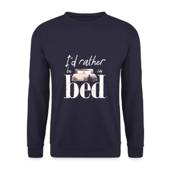 Ich wäre lieber im Bett Schlafliebhaber Schlaf Schlaf faul - Unisex Pullover - Navy - Vorne - Alina (178cm) & Michal (187cm)