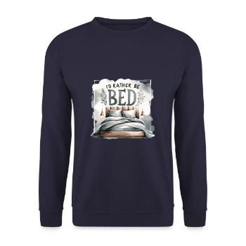 Ich wäre lieber im Bett Schlafliebhaber Schlaf Schlaf faul - Unisex Pullover - Navy - Vorne - Alina (178cm) & Michal (187cm)