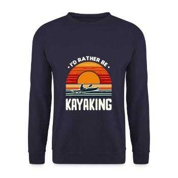 I'd Rather Be Kayaking Kayak Kayaker Paddling - Unisex Sweatshirt - navy - Front - Alina (178cm) & Michal (187cm)