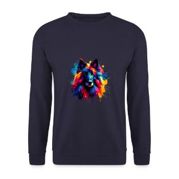 Colorful Splash Art Belgian Sheepdog Groenendael - Unisex Sweatshirt - navy - Front - Alina (178cm) & Michal (187cm)