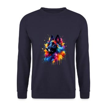 Colorful Splash Art Belgian Sheepdog Groenendael - Unisex Sweatshirt - navy - Front - Alina (178cm) & Michal (187cm)