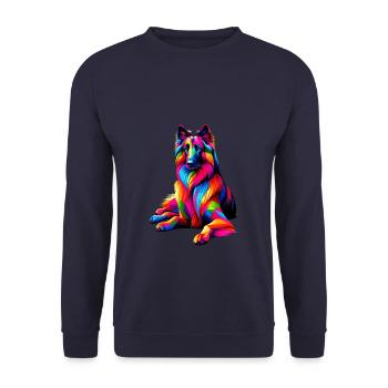 Colorful Splash Art Belgian Sheepdog Groenendael - Unisex Sweatshirt - navy - Front - Alina (178cm) & Michal (187cm)
