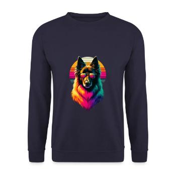 Lunettes de soleil rétro coucher de soleil Chien de berger belge - Sweat-shirt Unisexe - marine - Devant - Alina (178cm) & Michal (187cm)