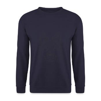 Strichzeichnung Belgischer Schäferhund Groenendael Belgisch - Unisex Pullover - Navy - Vorne - Alina (178cm) & Michal (187cm)