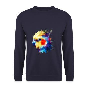 Coloré Splash Art Cockatiel Observation des oiseaux - Sweat-shirt Unisexe - marine - Devant - Alina (178cm) & Michal (187cm)