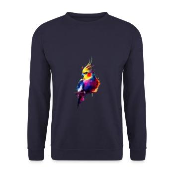 Observation des oiseaux Colorful Splash Art Cockatiel - Sweat-shirt Unisexe - marine - Devant - Alina (178cm) & Michal (187cm)