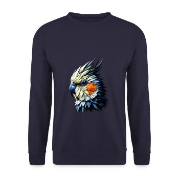 Polygon Art Calopsitte Observation des oiseaux Calopsittes - Sweat-shirt Unisexe - marine - Devant - Alina (178cm) & Michal (187cm)
