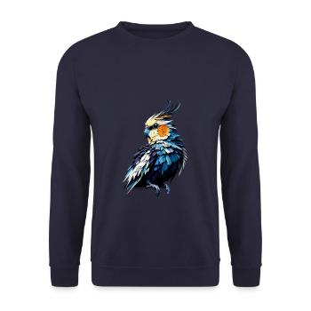 Polygon Art Cockatiel Birdwatching Cockatiels - Unisex Sweatshirt - navy - Front - Alina (178cm) & Michal (187cm)