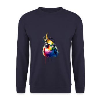Observation des oiseaux Colorful Splash Art Cockatiel - Sweat-shirt Unisexe - marine - Devant - Alina (178cm) & Michal (187cm)