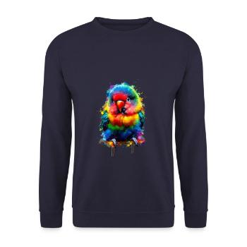Colorful Splash Art Lovebird Birdwatching - Unisex Sweatshirt - navy - Front - Alina (178cm) & Michal (187cm)