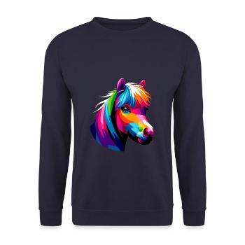 Pop Art Miniature Coloré Cheval Cheval - Sweat-shirt Unisexe - marine - Devant - Alina (178cm) & Michal (187cm)