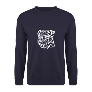 Geometrische Linienkunst Bulldogge Englische Bulldoggen - Unisex Pullover - Navy - Vorne - Alina (178cm) & Michal (187cm)