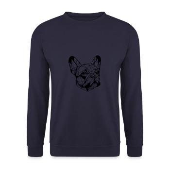 Geometric Line Art Bulldog French Bulldogs - Unisex Sweatshirt - navy - Front - Alina (178cm) & Michal (187cm)