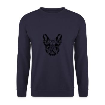 Geometrische Strichkunst Bulldogge Französische Bulldoggen - Unisex Pullover - Navy - Vorne - Alina (178cm) & Michal (187cm)