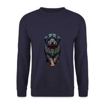 Mandala Art Briard Briards - Unisex Pullover - Navy - Vorne - Alina (178cm) & Michal (187cm)