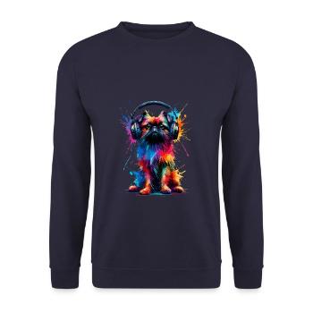 Splash Art Headphones Brussels Griffon Griffon - Unisex Sweatshirt - navy - Front - Alina (178cm) & Michal (187cm)