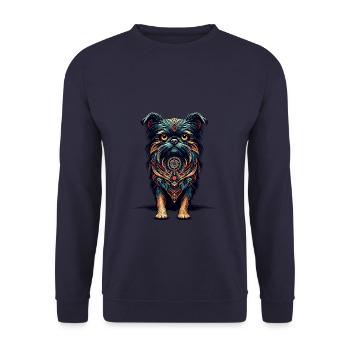 Mandala Art Brussels Griffon Griffon Bruxellois - Unisex Sweatshirt - navy - Front - Alina (178cm) & Michal (187cm)
