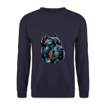 Polygon Art Cane Corso Italienischer Mastiff - Unisex Pullover - Navy - Vorne - Alina (178cm) & Michal (187cm)