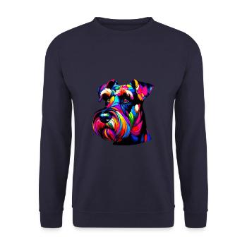 Colorful Pop Art Giant Schnauzer Schnauzers - Unisex Sweatshirt - navy - Front - Alina (178cm) & Michal (187cm)
