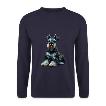 Polygon Art Giant Schnauzer Schnauzers - Unisex Sweatshirt - navy - Front - Alina (178cm) & Michal (187cm)