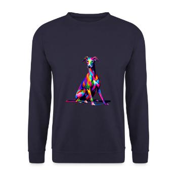 Colorful Pop Art Italian Greyhound Italian - Unisex Sweatshirt - navy - Front - Alina (178cm) & Michal (187cm)