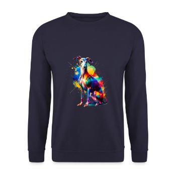 Bunte Splash Art Italienisch Windhund Italienisch - Unisex Pullover - Navy - Vorne - Alina (178cm) & Michal (187cm)