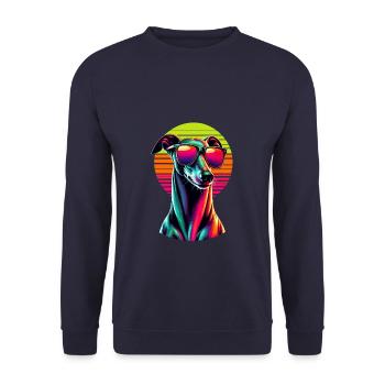 Retro Sonnenuntergang Sonnenbrille Italienisch Windhund Italienisch - Unisex Pullover - Navy - Vorne - Alina (178cm) & Michal (187cm)