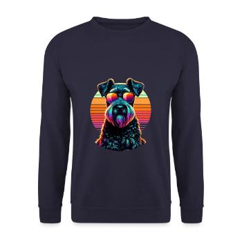 Retro Sonnenuntergang Sonnenbrille Kerry Blue Terrier - Unisex Pullover - Navy - Vorne - Alina (178cm) & Michal (187cm)