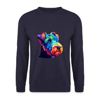 Bunte Pop Art Kerry Blue Terrier Terrier - Unisex Pullover - Navy - Vorne - Alina (178cm) & Michal (187cm)
