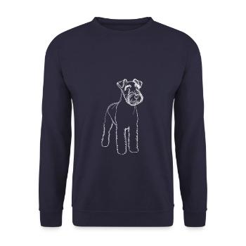 Line Art Kerry Blue Terrier Terriers - Unisex Pullover - Navy - Vorne - Alina (178cm) & Michal (187cm)