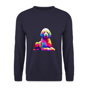 Pop Art coloré Komondor Chien de berger hongrois - Sweat-shirt Unisexe - marine - Devant - Alina (178cm) & Michal (187cm)