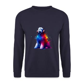 Splash Art Headphones Komondor Chien de berger hongrois - Sweat-shirt Unisexe - marine - Devant - Alina (178cm) & Michal (187cm)