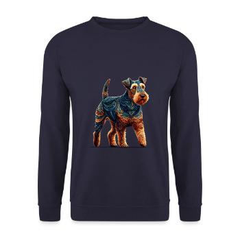 Mandala Art Lakeland Terrier Terriers Lakie - Unisex Sweatshirt - navy - Front - Alina (178cm) & Michal (187cm)