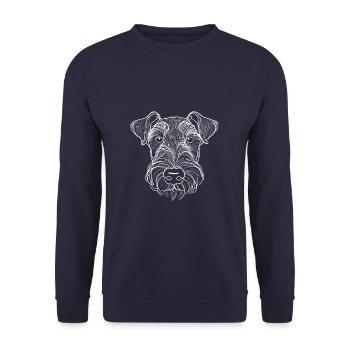 Geometrische Strichkunst Airedale Terrier Bingley - Unisex Pullover - Navy - Vorne - Alina (178cm) & Michal (187cm)