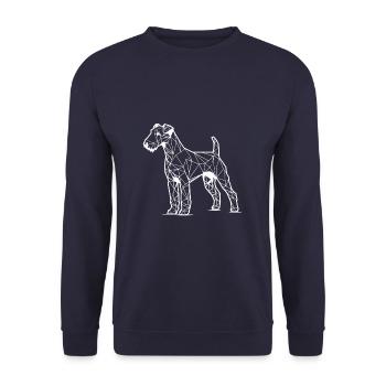 Geometrische Strichkunst Airedale Terrier Bingley - Unisex Pullover - Navy - Vorne - Alina (178cm) & Michal (187cm)