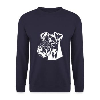 Geometrische Strichkunst Airedale Terrier Bingley - Unisex Pullover - Navy - Vorne - Alina (178cm) & Michal (187cm)