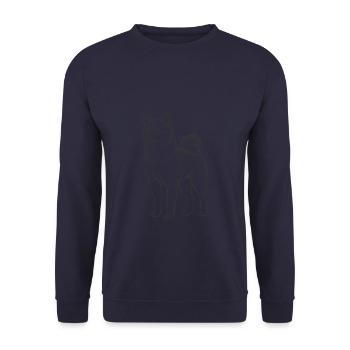 Strichzeichnungen Japanisch Shiba Inu - Unisex Pullover - Navy - Vorne - Alina (178cm) & Michal (187cm)
