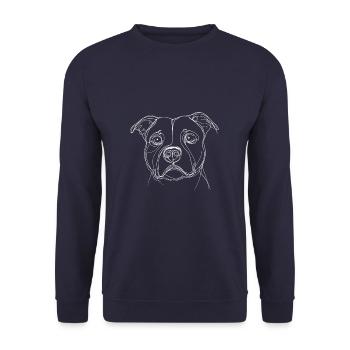 Line Art Staffordshire Bullterrier Staffy - Unisex Pullover - Navy - Vorne - Alina (178cm) & Michal (187cm)