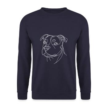Line Art Staffordshire Bullterrier Staffy - Unisex Pullover - Navy - Vorne - Alina (178cm) & Michal (187cm)