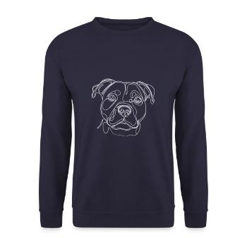 Line Art Staffordshire Bullterrier Staffy - Unisex Pullover - Navy - Vorne - Alina (178cm) & Michal (187cm)