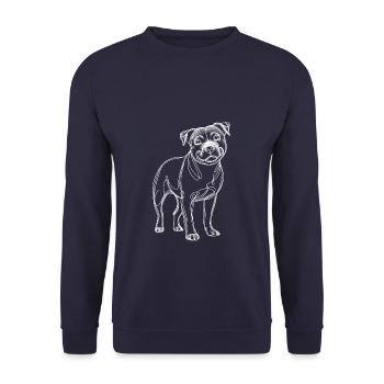 Line Art Staffordshire Bullterrier Staffy - Unisex Pullover - Navy - Vorne - Alina (178cm) & Michal (187cm)