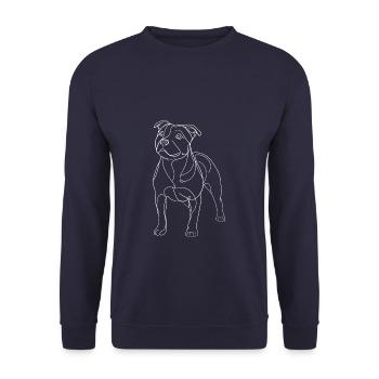 Line Art Staffordshire Bullterrier Staffy - Unisex Pullover - Navy - Vorne - Alina (178cm) & Michal (187cm)
