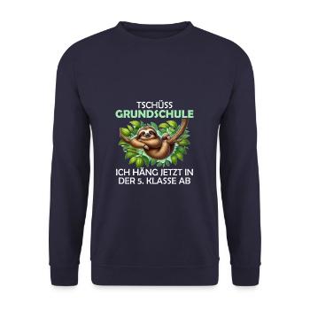 Tschüss Grundschule Hallo 5 Klasse Faultier - Unisex Pullover - Navy - Vorne - Alina (178cm) & Michal (187cm)