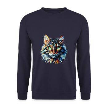 Polygon Art Bengal Cat - Unisex Sweatshirt - navy - Front - Alina (178cm) & Michal (187cm)